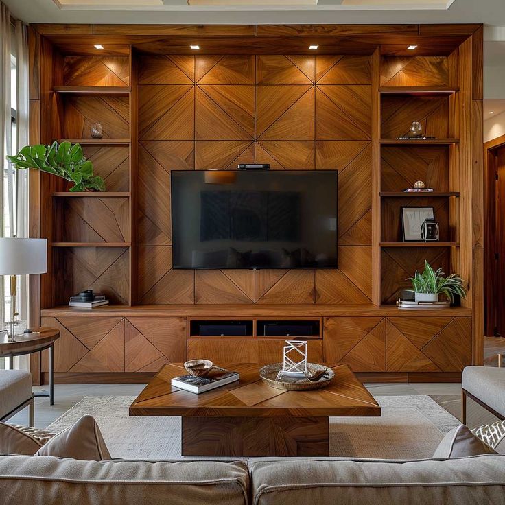 Wooden living room TV unit